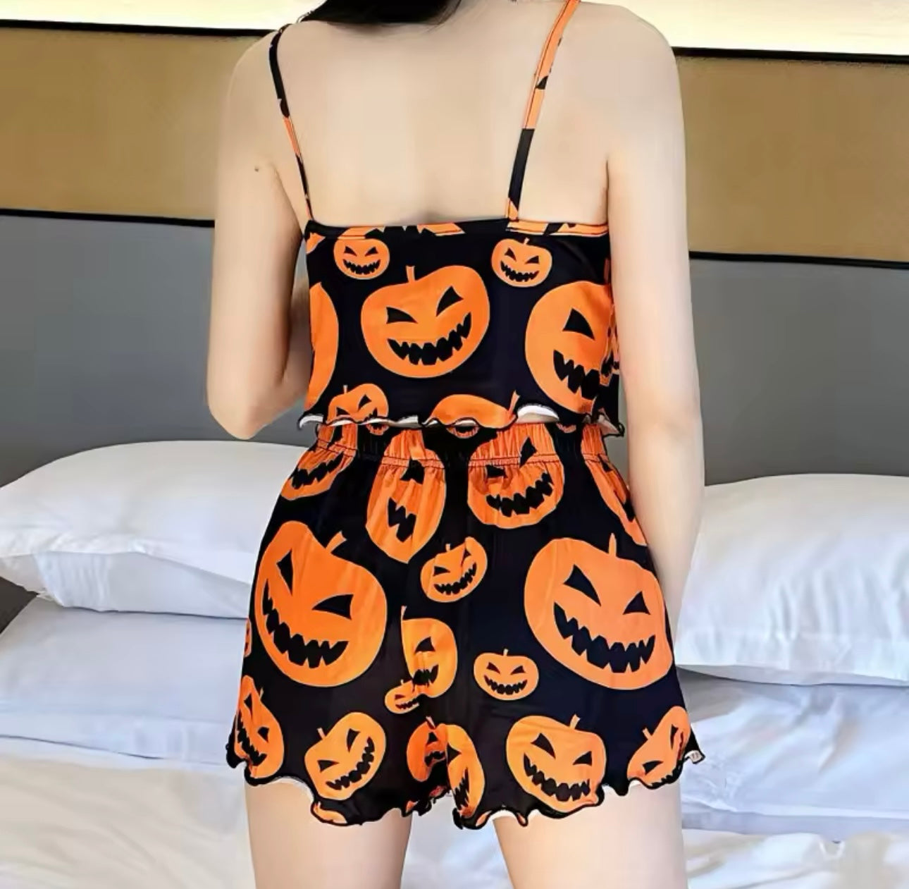 Halloween Pumpkin Crop PJs Set